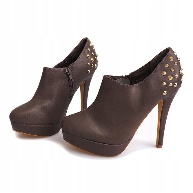 Elegantní boty na vysokém podpatku 8860P Khaki 2