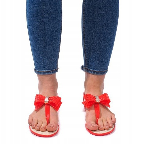 Sandály zdobené mašlí 911 Red červené 2