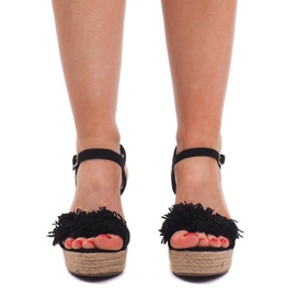 Sandály na klínu Espadrilles FY8288 Black černý 1