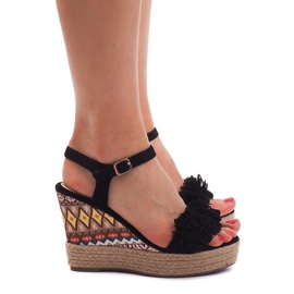 Sandály na klínu Espadrilles FY8288 Black černá 3