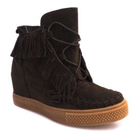 Klínové tenisky s třásněmi Boho F3 Green zelený 1