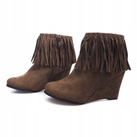 Suede Booties On Wedge Boho 6257-15 Khaki vícebarevný zelená 1