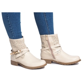 Prolamované boty lakované Galoshes ZH650 béžové béžový 1