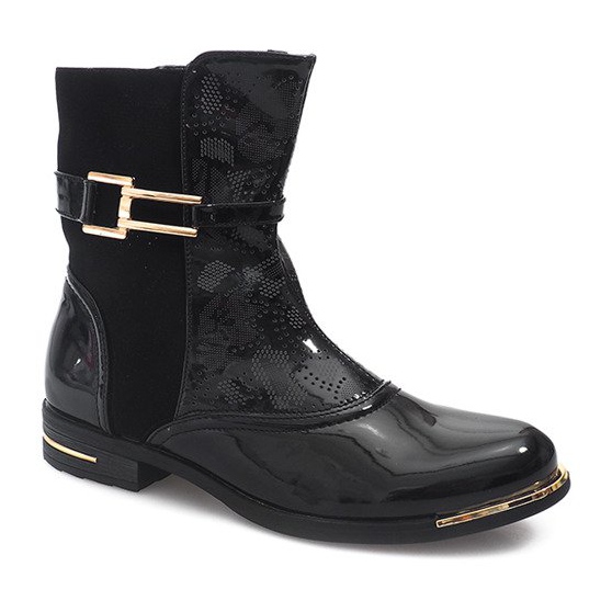 Prolamované boty Lacquered Galoshes 6759-1 Black černý 2