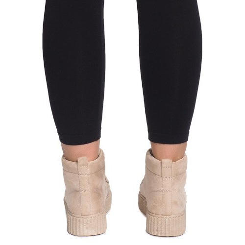 Vysoké boty Creepers na béžové platformě WQ-001 béžový 1