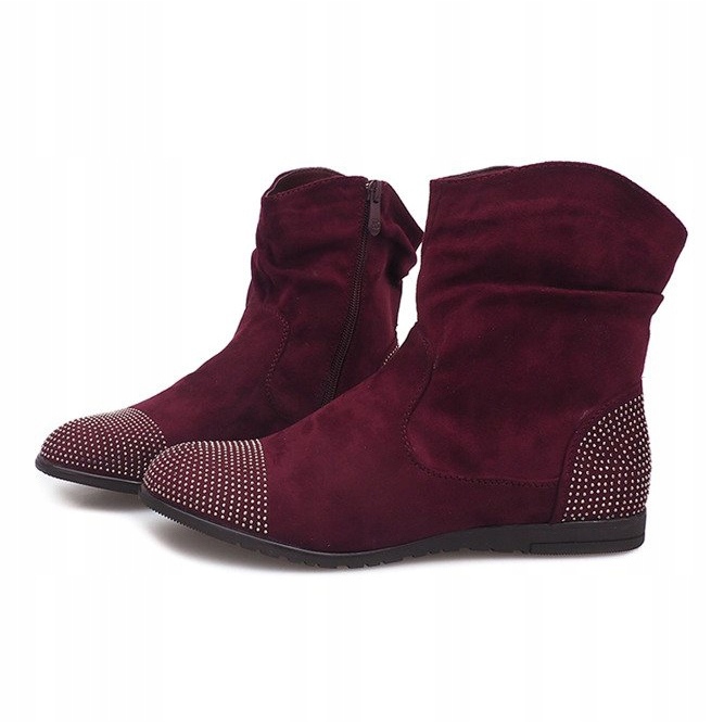 Suede Booties Jodhpur boty B03 červená červený 1