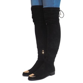 Vysoké semišové boty Lycra B-8 Black černá 1