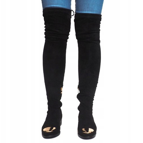 Vysoké semišové boty Lycra B-8 Black černá 2