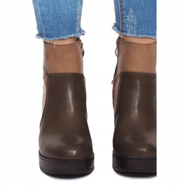 Boty na podpatku s gumou YBS280 Khaki vícebarevný zelená 1