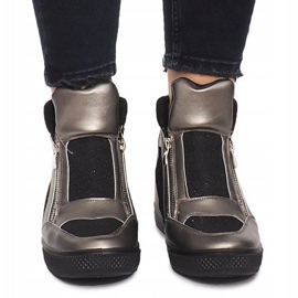 Klínové tenisky TL020-3 černá šedá 1 Klínové tenisky TL020-3 černá šedá 1