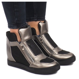 Klínové tenisky TL020-3 černý šedá 2