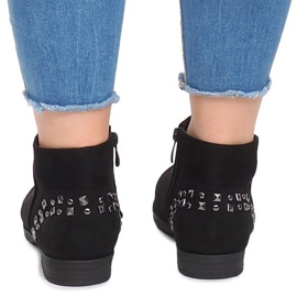 Semišové kozačky se cvočky 30696 Černá černý 2