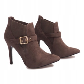 Boty na vysokém podpatku semišové PK097 Khaki vícebarevný zelená 1