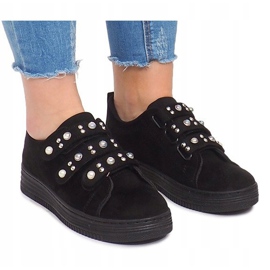 Tenisky se suchým zipem Pearls 16-581 Black černá 2