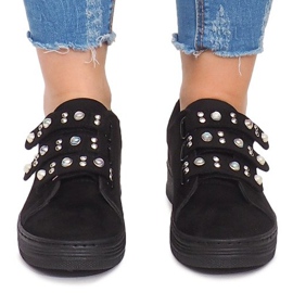 Tenisky se suchým zipem Pearls 16-581 Black černá 1