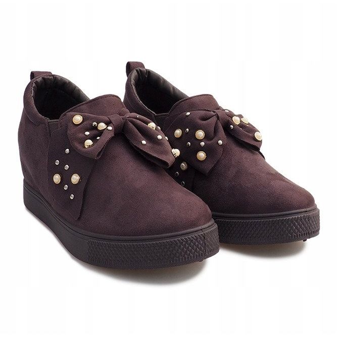 Šedé klínové tenisky 6186 hnědý 1