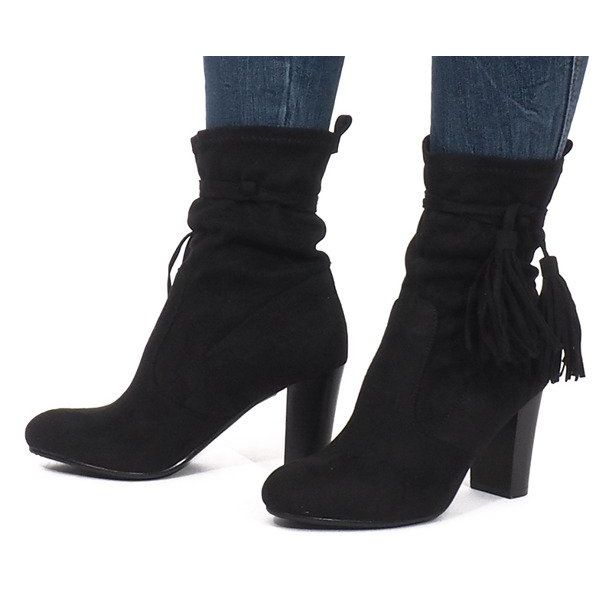 Isabelle Black Fringed Booties černá 2