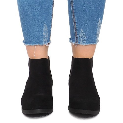 Semišové boty s gumou C-5 Black černá 1