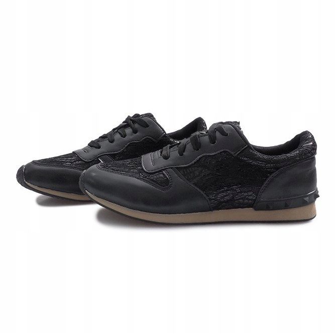 Černé tenisky s krajkou Lou černá 1 Černé tenisky s krajkou Lou černá 1