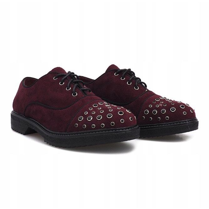 Kaštanové brogues s cvočky Raymonde červený 1