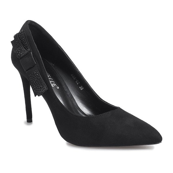 Černé vysoké podpatky s bordeauxskou mašlí černá 1