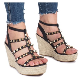 Černé klínové sandály od Mood espadrilles černý 1