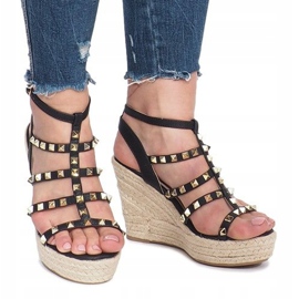 Černé klínové sandály od Mood espadrilles černý 2