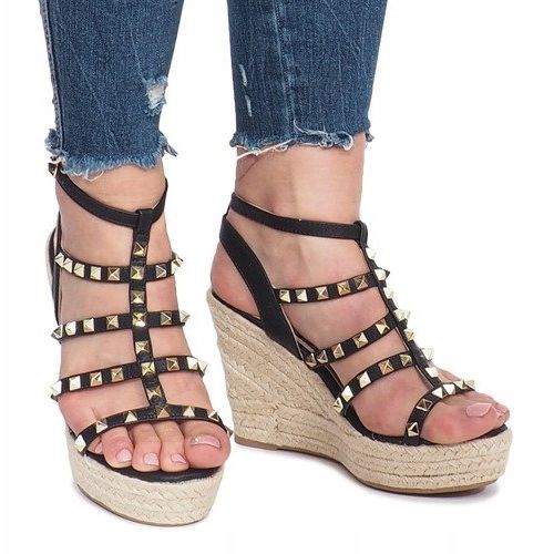 Černé klínové sandály od Mood espadrilles černý 2