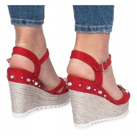 Červené klínové sandály Chillin espadrilles červený 1