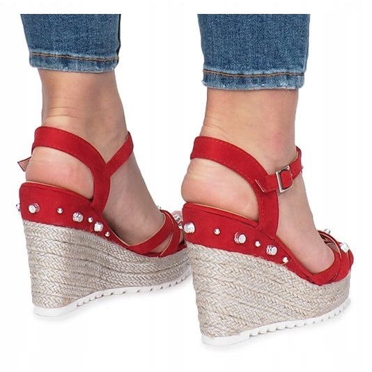 Červené klínové sandály Chillin espadrilles červený 1