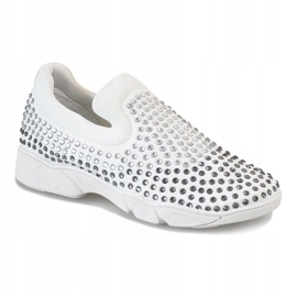 Bílé bodové boty s diamantovým zdobením JT12-41 bílý 1