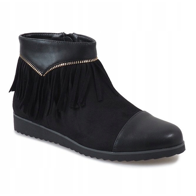 Černé kozačky s třásněmi od boho TL-19 černý 1