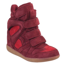 Burgundské klínové tenisky H6601-45 červený 1