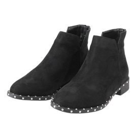 Černé semišové boty s knoflíky 3283-1 černý 2