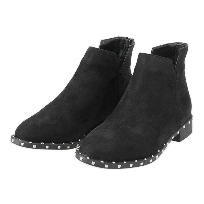 Černé semišové boty s knoflíky 3283-1 černý 2