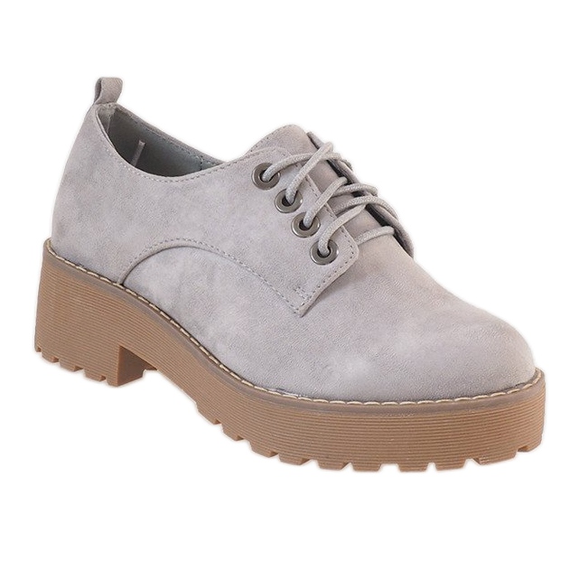 Šedé boty na podpatku LL183 šedá 1