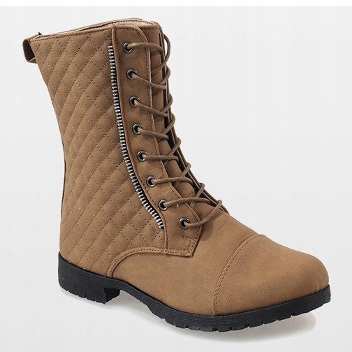 Béžové prošívané boty B01 béžový 1