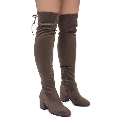 Semišové kozačky na sloupku TE1704-3 vícebarevný 2