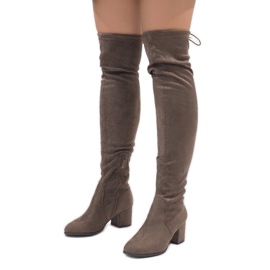 Semišové kozačky na sloupku TE1704-3 vícebarevný 1