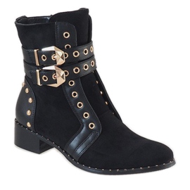 Černé semišové boty 9243 černý 1