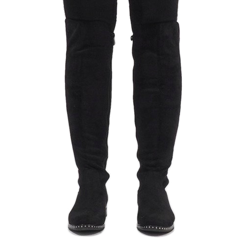 Černé semišové boty s cvočky H305 černá 2