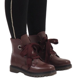 Kayla Shoes Burgundské šněrovací boty PF276 červený 2