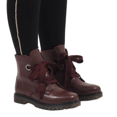 Kayla Shoes Burgundské šněrovací boty PF276 červený 2
