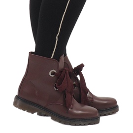 Kayla Shoes Burgundské šněrovací boty PF276 červený 1