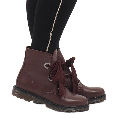 Kayla Shoes Burgundské šněrovací boty PF276 červený 1