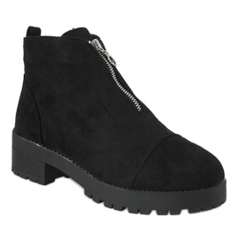 Kayla Shoes Černé kotníkové boty na vysokém podpatku se zipem 2017-3 černý 1