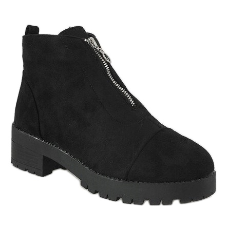 Kayla Shoes Černé kotníkové boty na vysokém podpatku se zipem 2017-3 černý 1