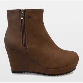 Velbloudí zateplené klínové boty 3128-1 Camel hnědý 2