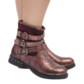 Kayla Shoes Kaštanové zateplené boty S109 červený 1