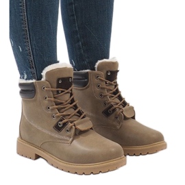 Khaki zateplené boty D494C-9 zelená 1